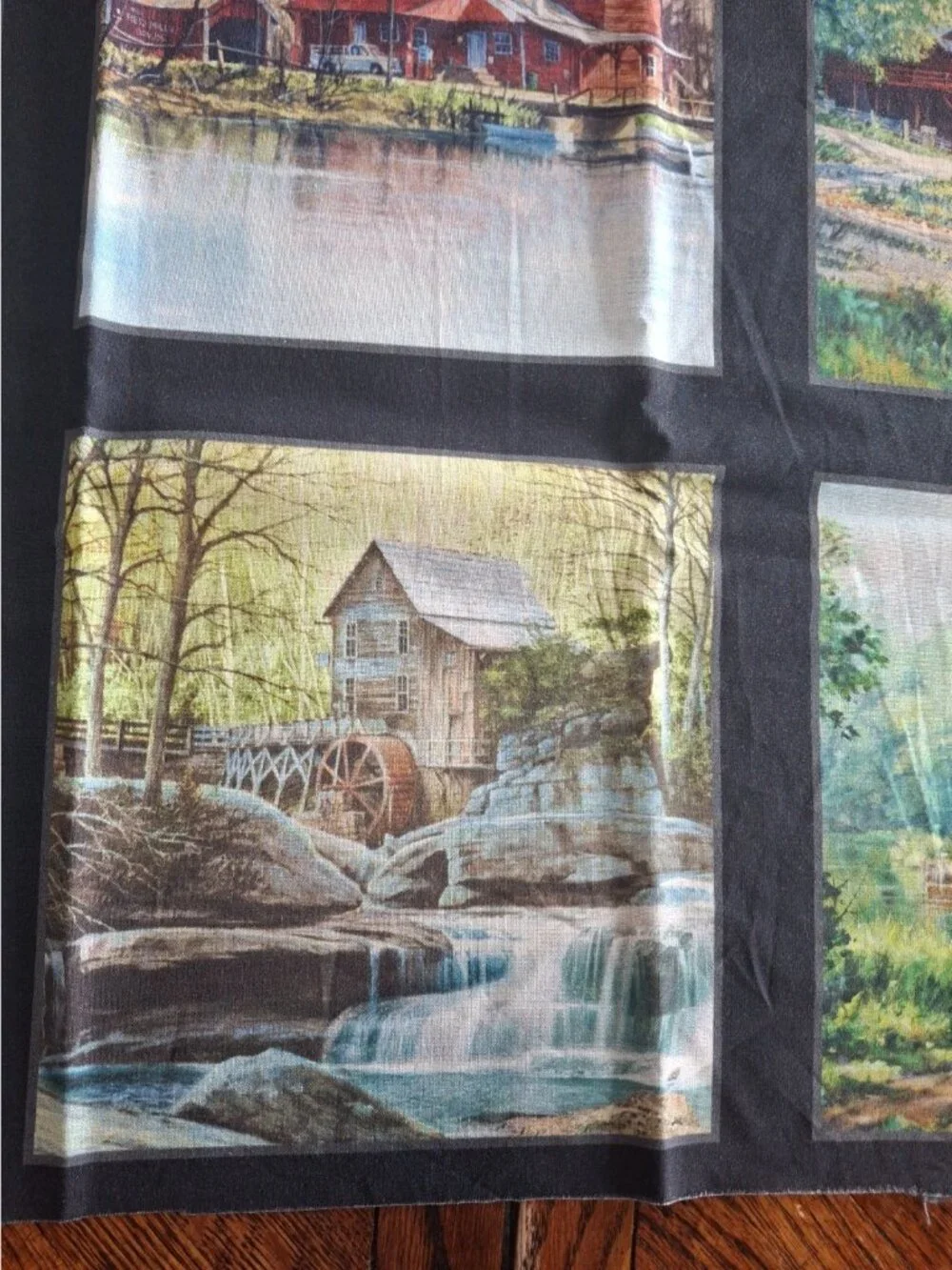 Old Mill Stream Country Fabric Buildings Cotton 23000 Elizabeth Studio 24